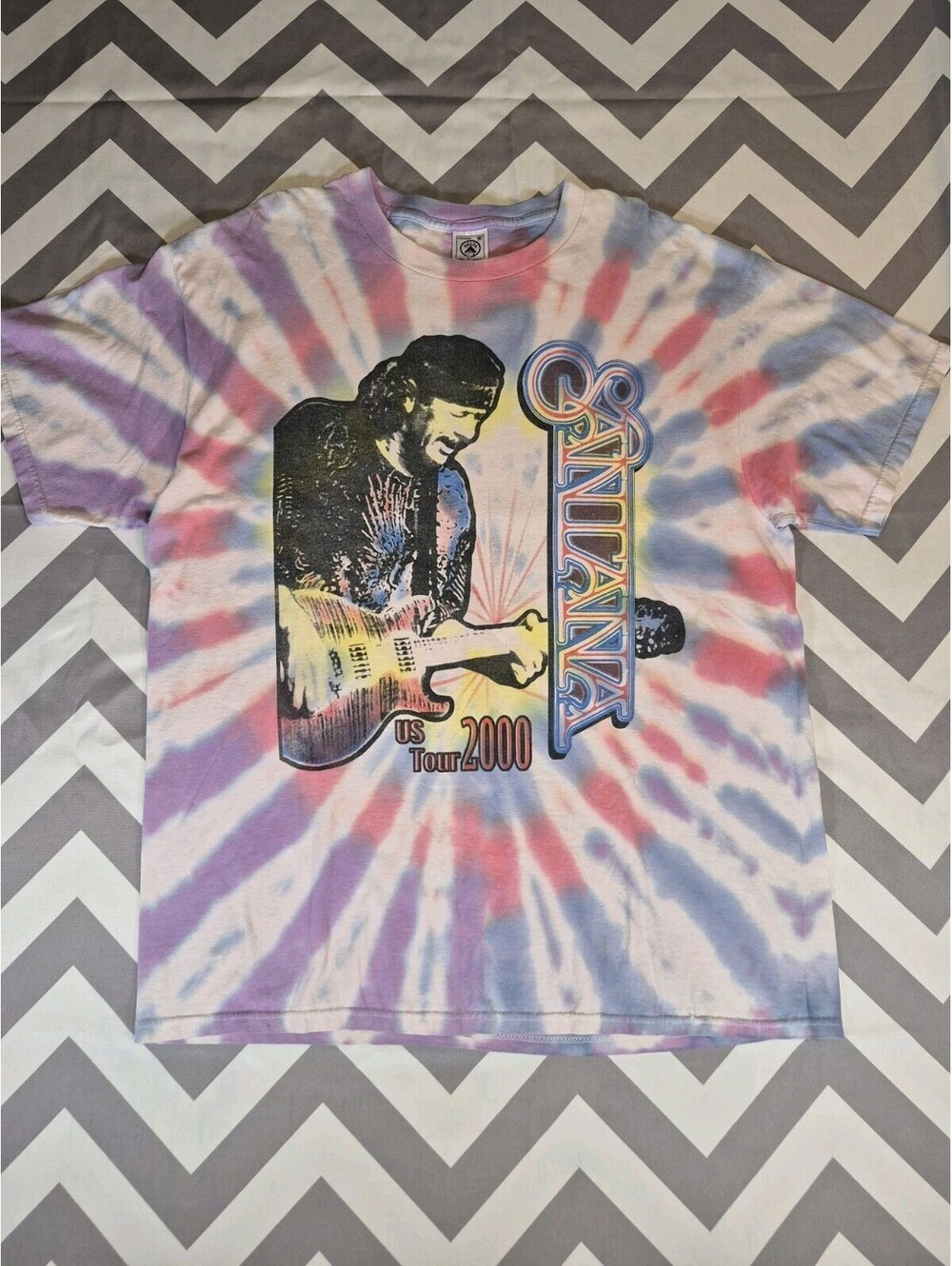 Vintage Santana Tie Dye 2000 Concert Rock Band Tour Y2K T-Shirt XL